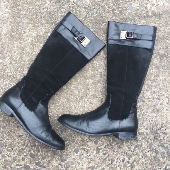 Aquatalia Shoes - Aquatalia Tall Black Leather & Suede Buckle, Sz 8